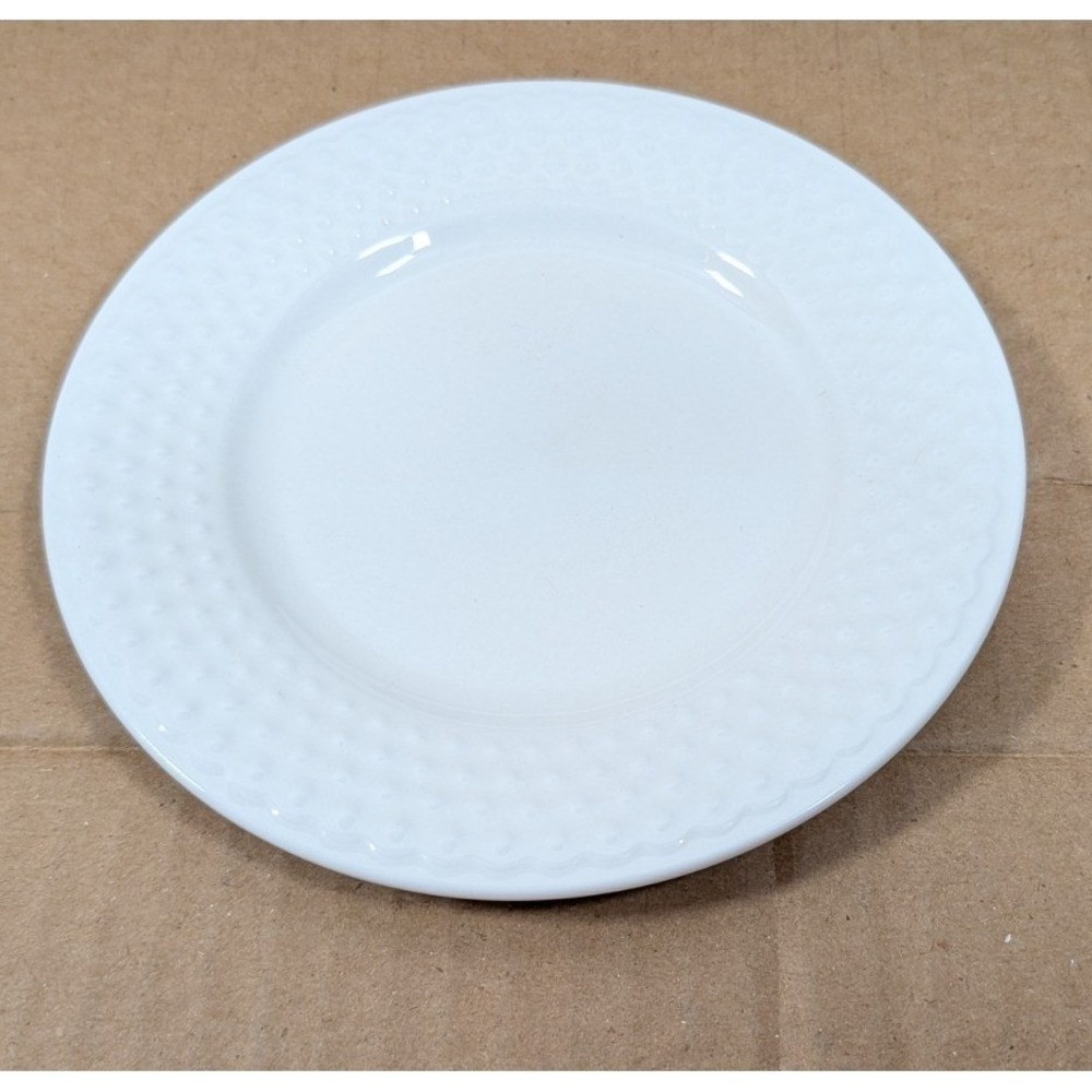 White Elements Beaded Hobnail Rim Bread and Butter Plate 6.5 Inch Ceramic White